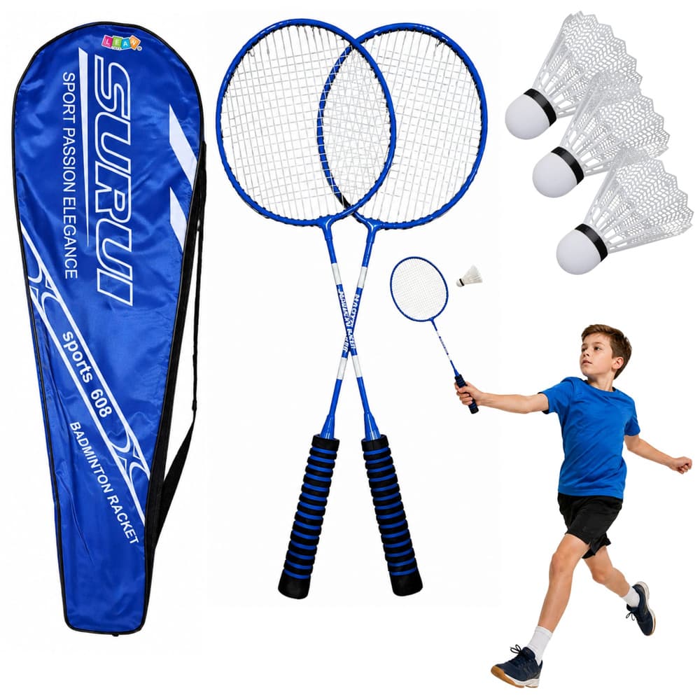 Set za badminton s 3 loptice (modri)