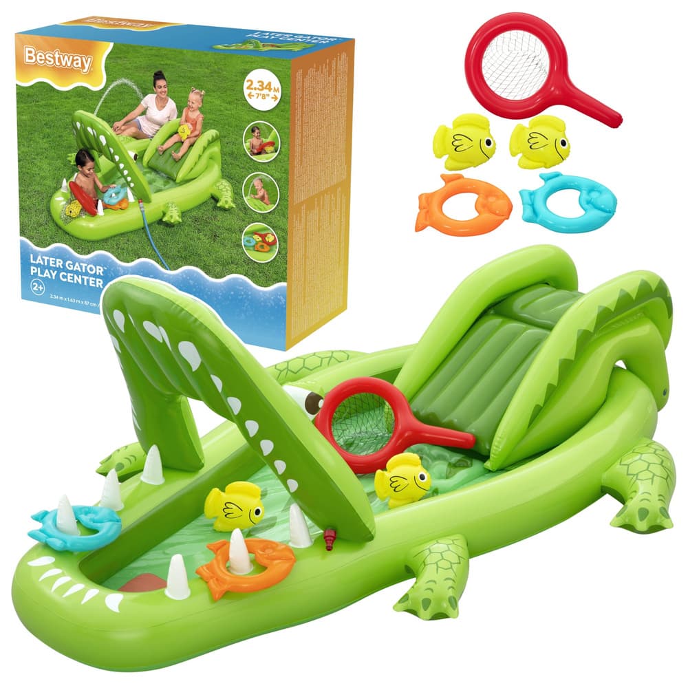 BESTWAY Vodni igralni center Krokodil z toboganom (234 cm)