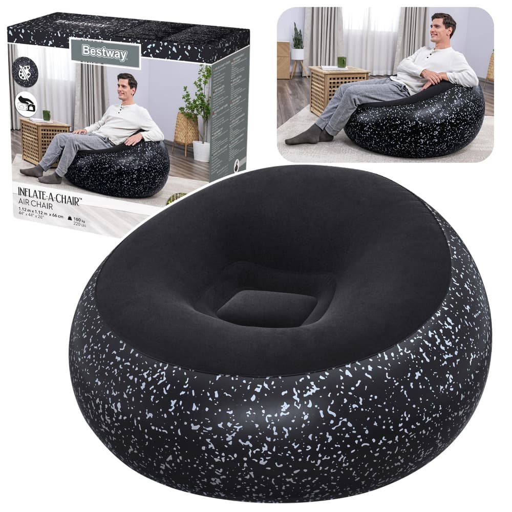 BESTWAY Napihljiv fotelj za sedenje Inflate A Chair (črn)