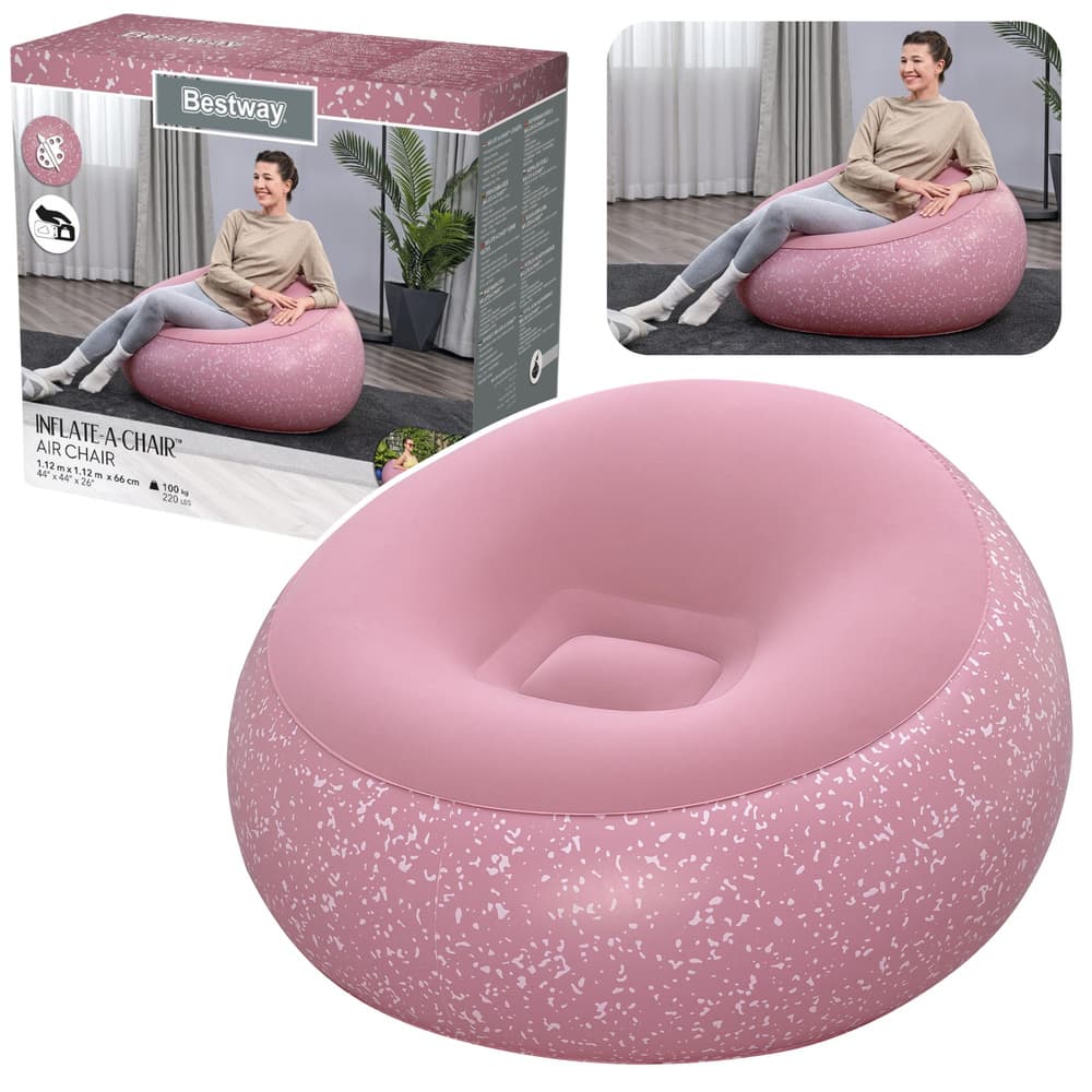 BESTWAY Napihljiv Fotelj 'Inflate A Chair' (roza, 112x112x66 cm)