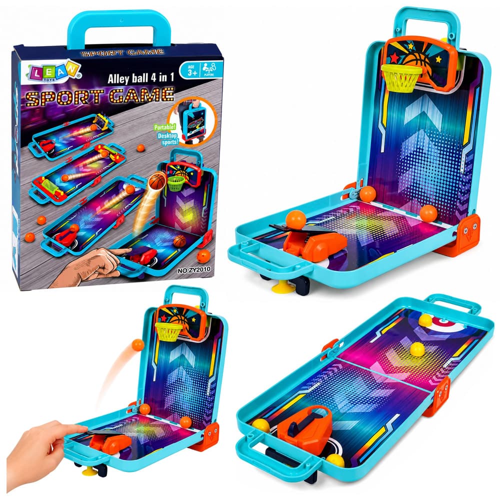 Prenosna igra 3v1 LEAN TOYS: Košarka, Pinball, Kegljanje v kovčku