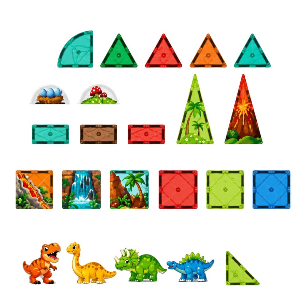 Magnetne kocke LEAN TOYS, Dinozavri, Vulkanski motiv, 43 el. 4