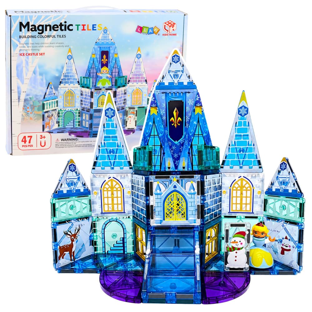 Magnetne kocke LEAN TOYS, gradbeni set Ledena princesa, modre, 47 kosov