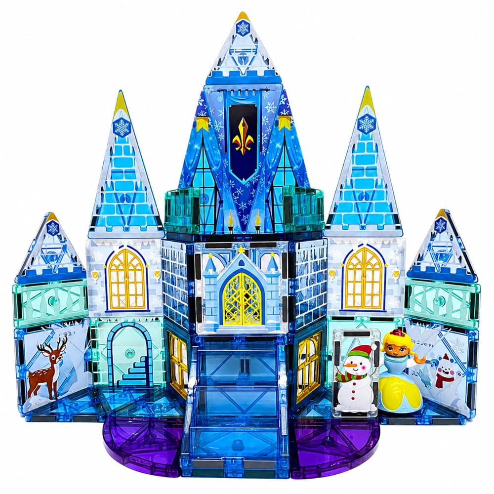 Magnetne kocke LEAN TOYS, gradbeni set Ledena princesa, modre, 47 kosov 2