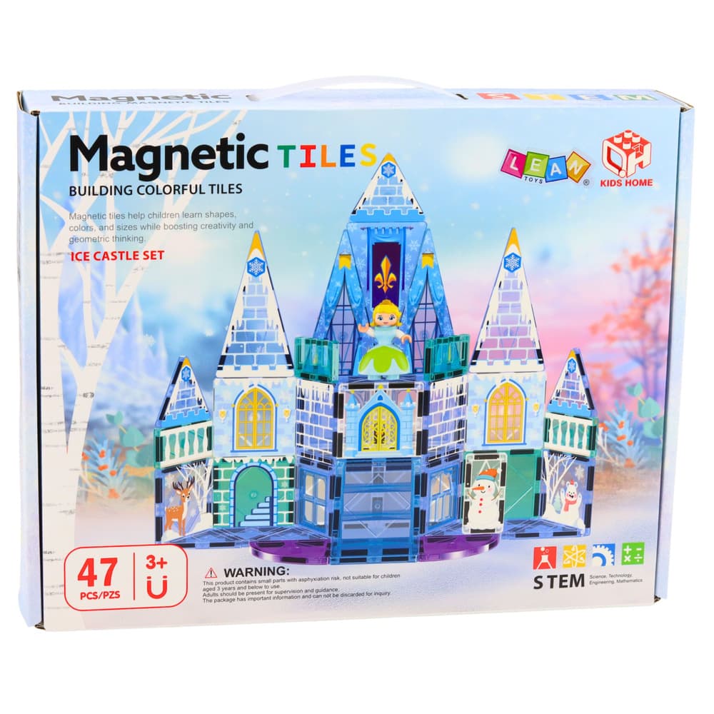Magnetne kocke LEAN TOYS, gradbeni set Ledena princesa, modre, 47 kosov 5