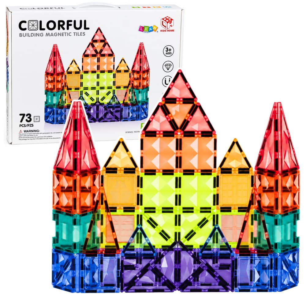 LEAN TOYS Magnetske kocke, barviti paneli 3D, STEM, 73 kosov
