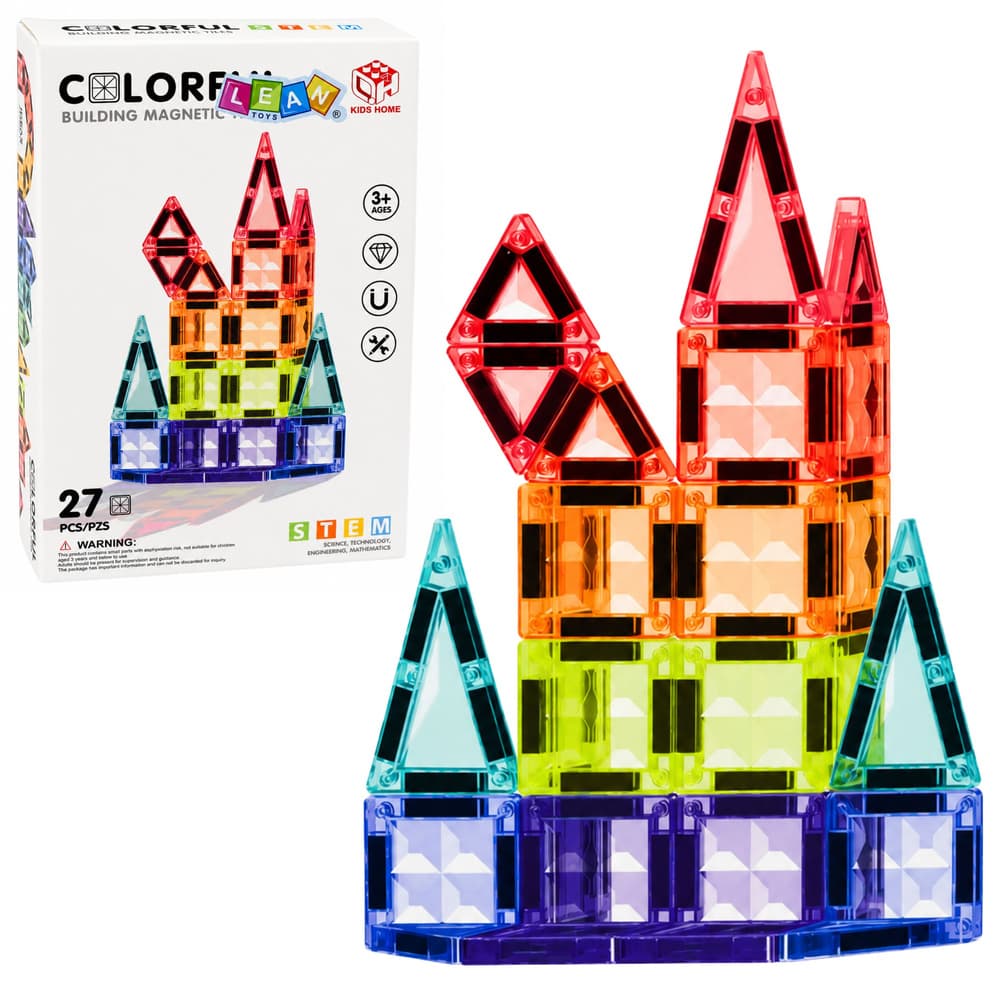 LEAN TOYS Magnetske kocke, barviti paneli 3D, STEM, 27 kosov