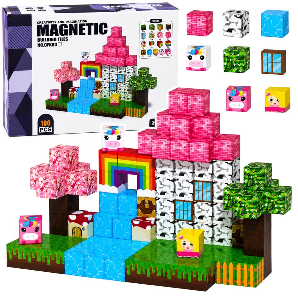 Magnetni bloki kocke 100 kos. motivi čarobne dežele 3D