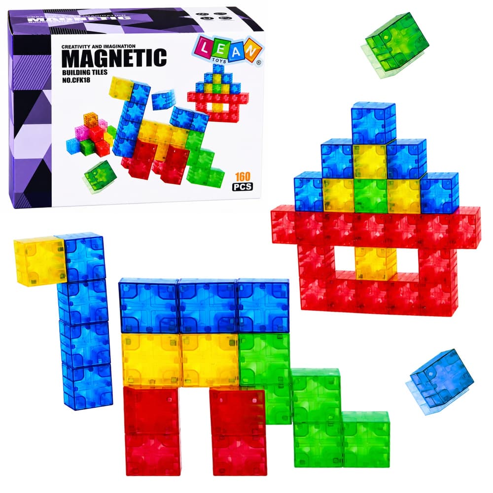 Magnetni bloki kocke 160 kos. barviti kockasti motivi 3D