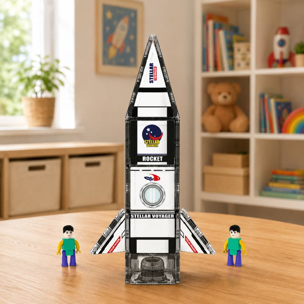 LEAN TOYS Magnetske kocke, Vesoljska Raketa, Figurice, 26 kosov 3