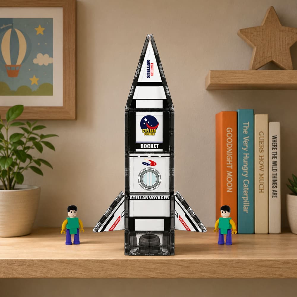 LEAN TOYS Magnetske kocke, Vesoljska Raketa, Figurice, 26 kosov 4