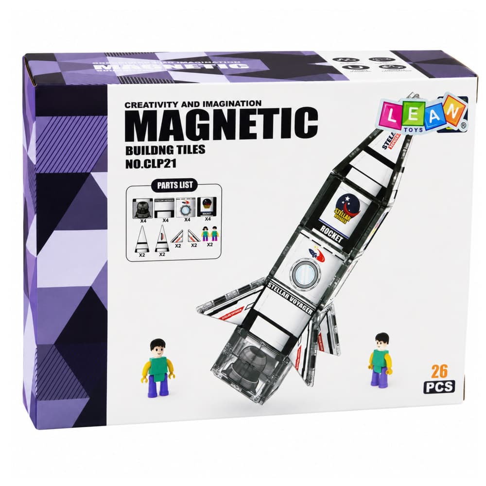 LEAN TOYS Magnetske kocke, Vesoljska Raketa, Figurice, 26 kosov 5