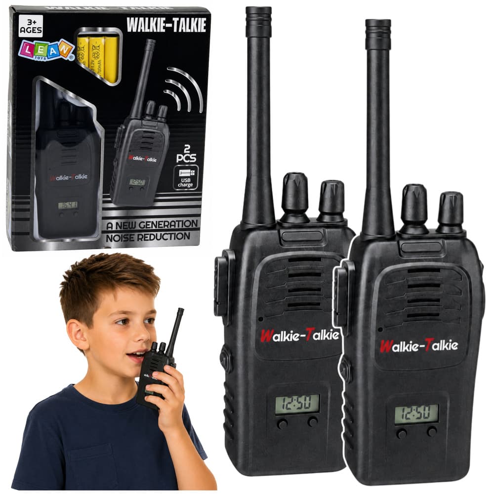 Ročni radiji Walkie Talkie, USB, zmanjšanje šumov, črni, doseg 200 m