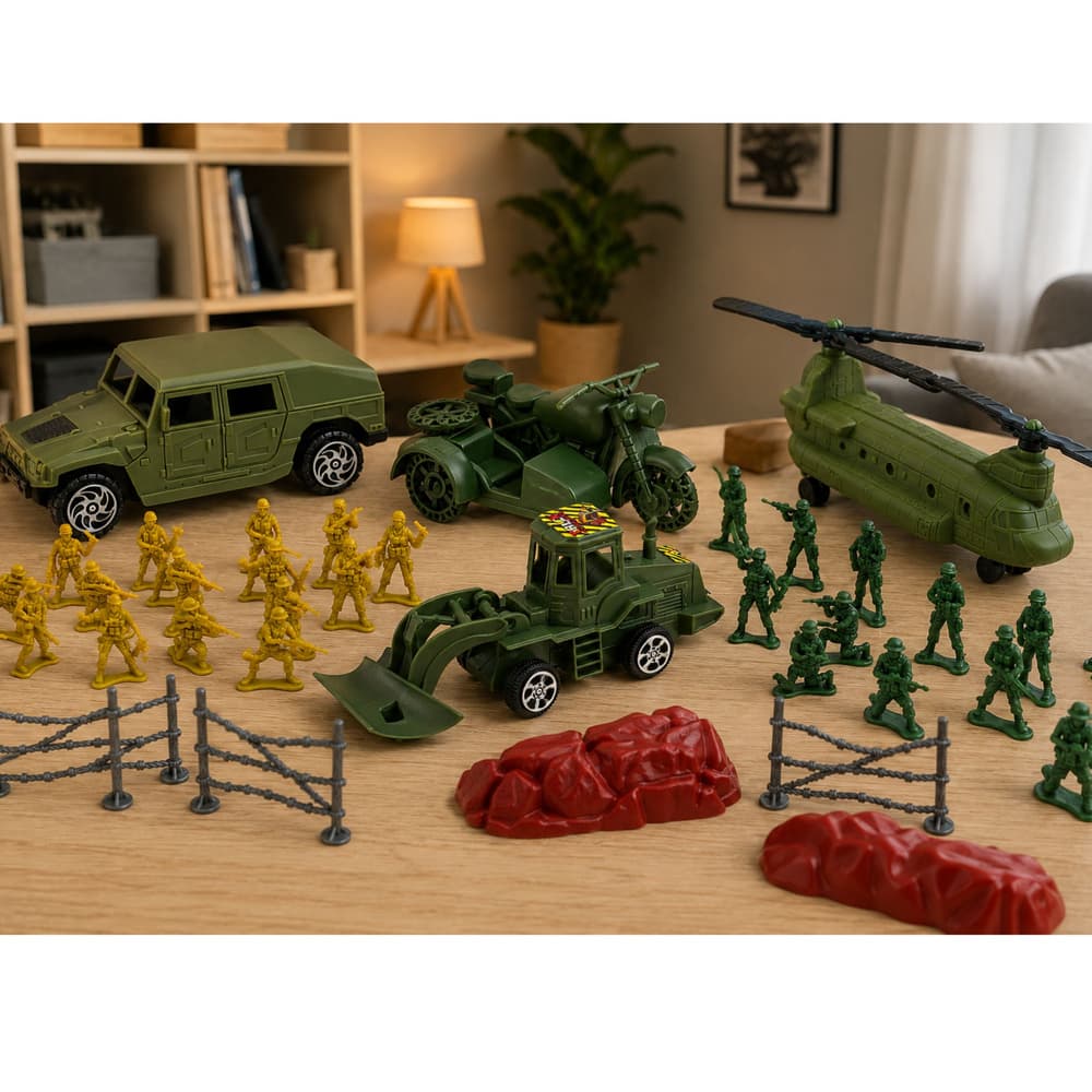 LEAN TOYS Vojaški set, Figurice, Helikopter, Vozila, Baza, 58 kosov 7