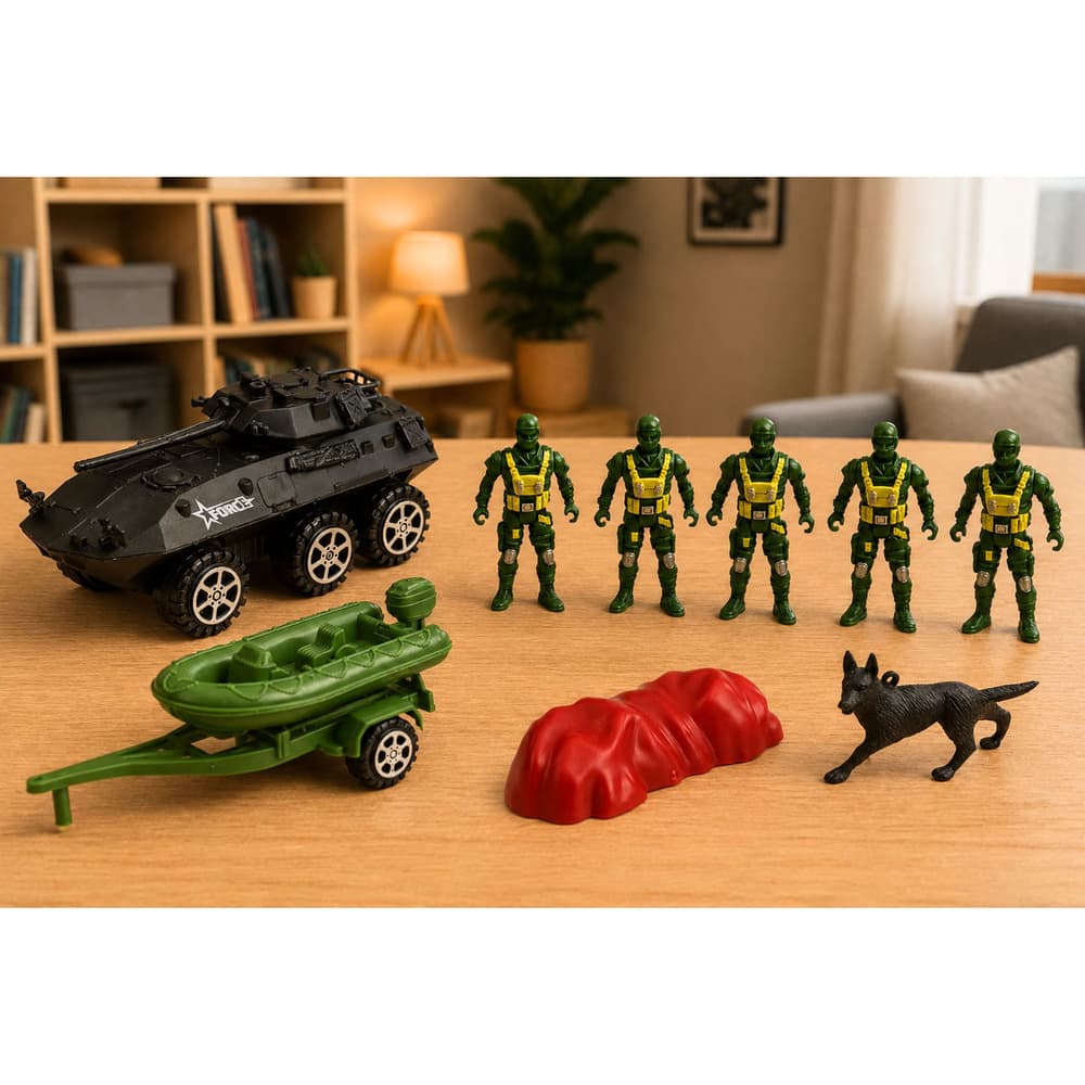 LEAN TOYS Vojaški set, Transporter, Figurice, Vozila, 14 kosov 5