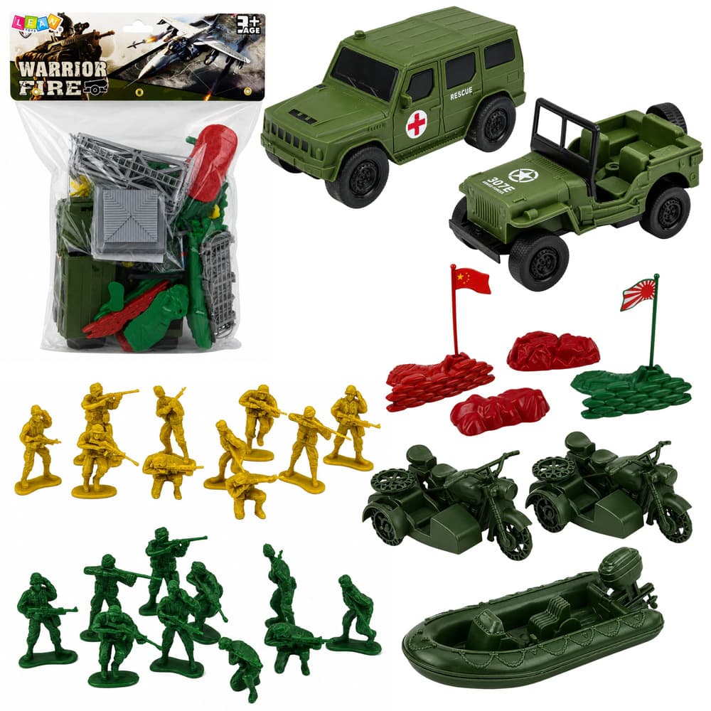 LEAN TOYS Vojaški set, Figurice, Vozila, Baza, Stolp, 46 kosov
