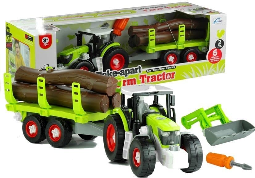 Razstavljiv traktor s prikolico za les