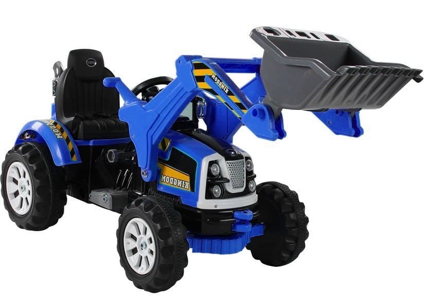 Modri akumulatorski traktor bager z gibljivo žlico