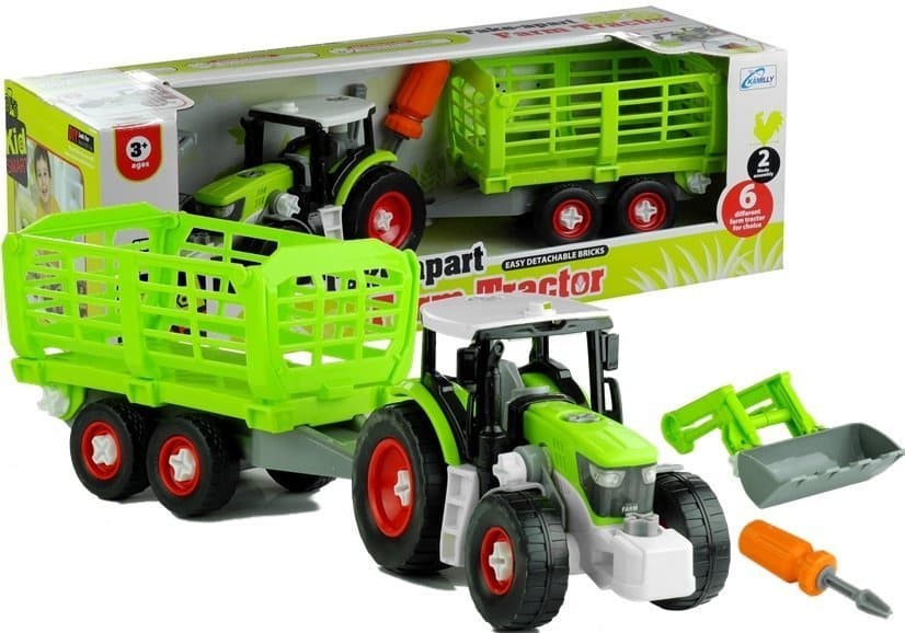 LEAN TOYS Razstavljiv traktor s prikolico (43 cm) 6