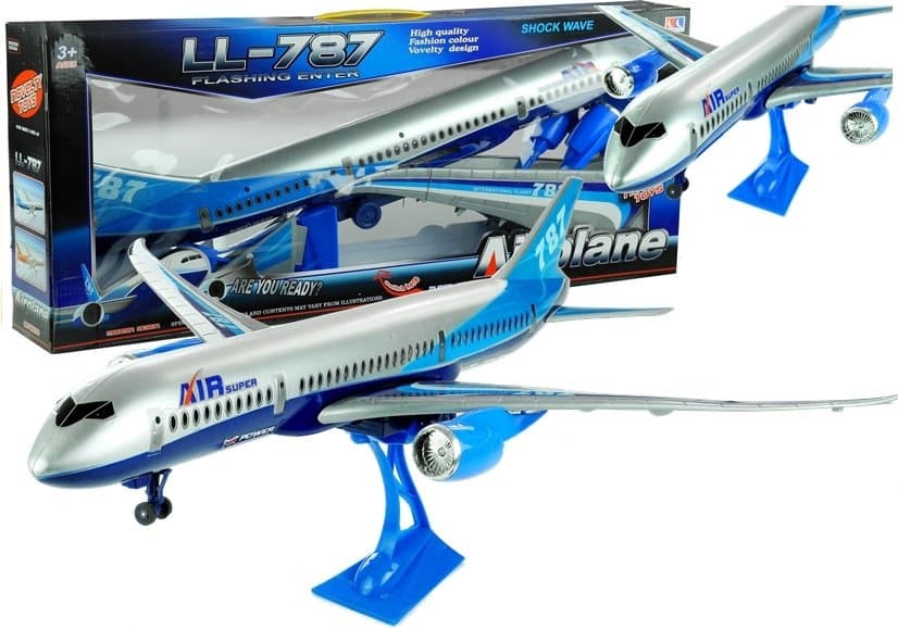 LEAN TOYS Modri potovalni avion z stojalom (69 cm)