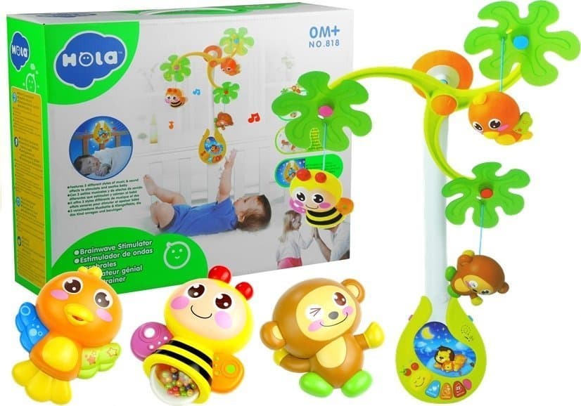LEAN TOYS Glasbena vrtiljak z igračami za dojenčke 7