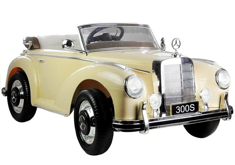 LEAN CARS Otroški avto na akumulator Mercedes 300S, bež, lakiran
