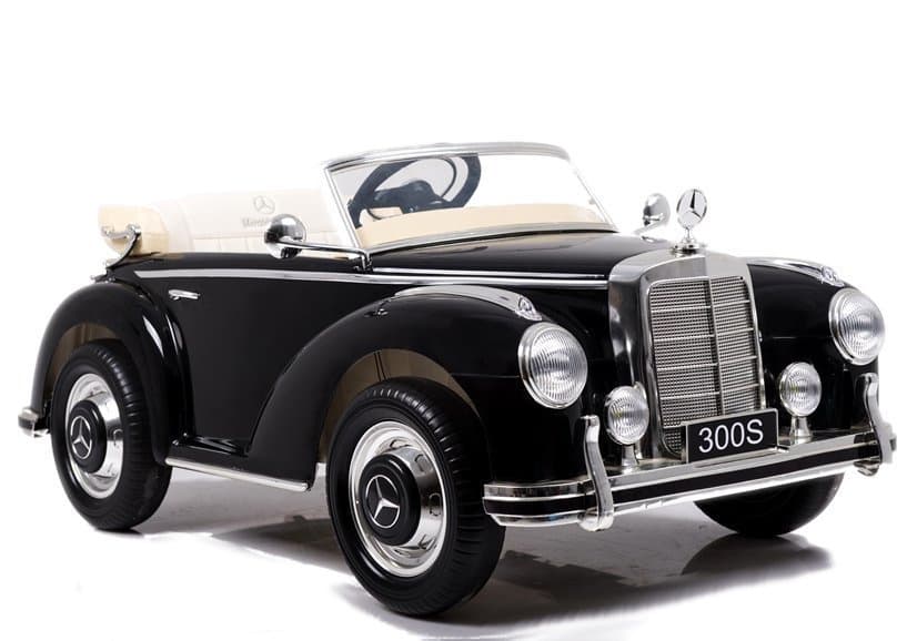 LEAN CARS Otroški avto na akumulator Mercedes 300S, črn, lakiran