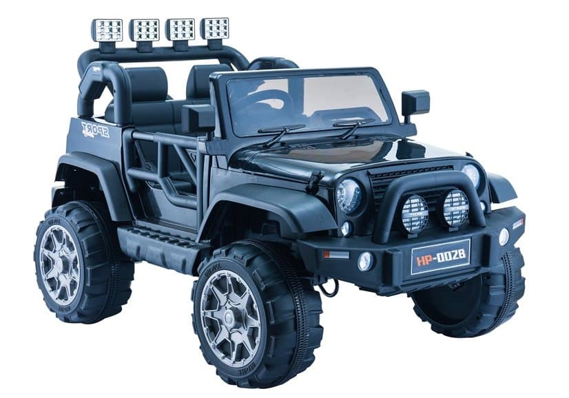 LEAN CARS Otroški avto na akumulator Jeep HP012, črn, LED luči, MP3
