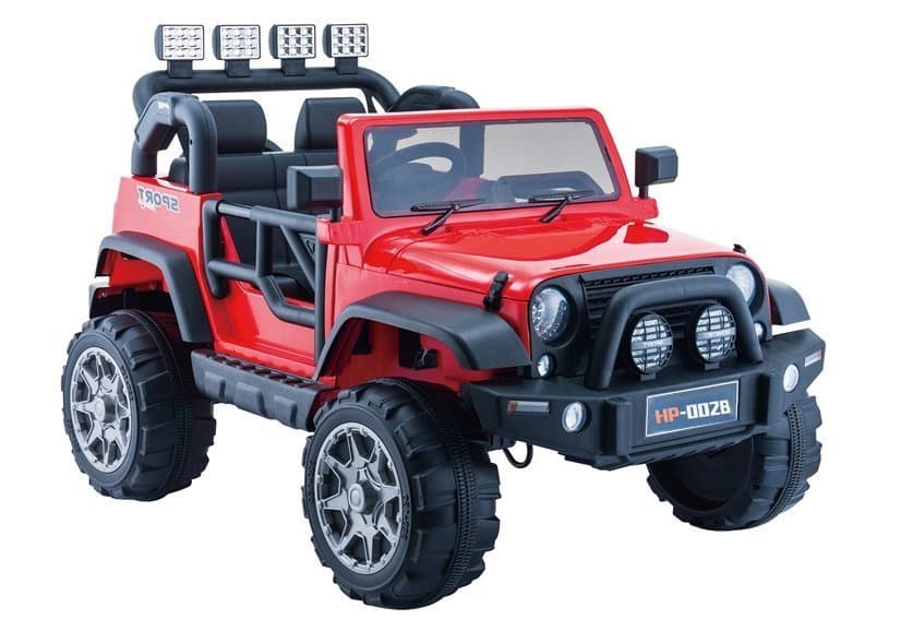 LEAN CARS Otroški avto na akumulator Jeep HP012, rdeč, LED luči, MP3