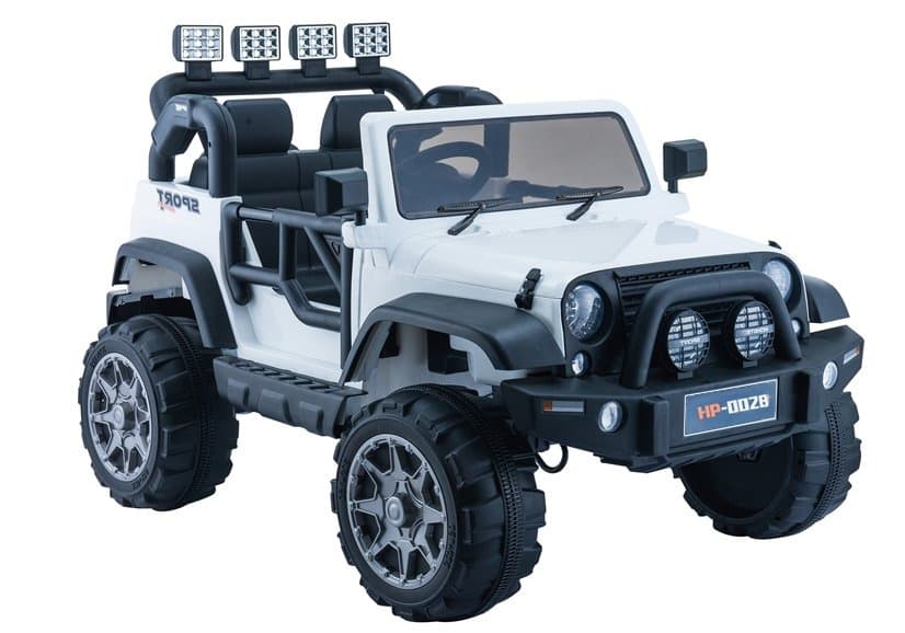 LEAN CARS Otroški avto na akumulator Jeep HP012, bel, LED luči, MP3