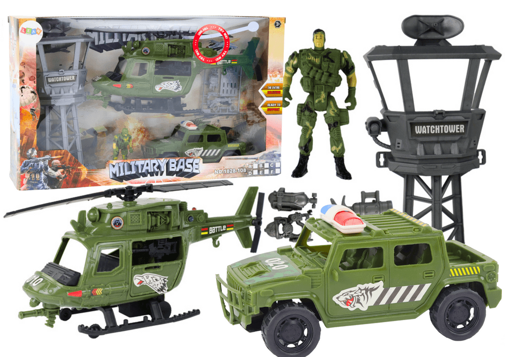 Vojaški set LEAN TOYS: helikopter, ok...