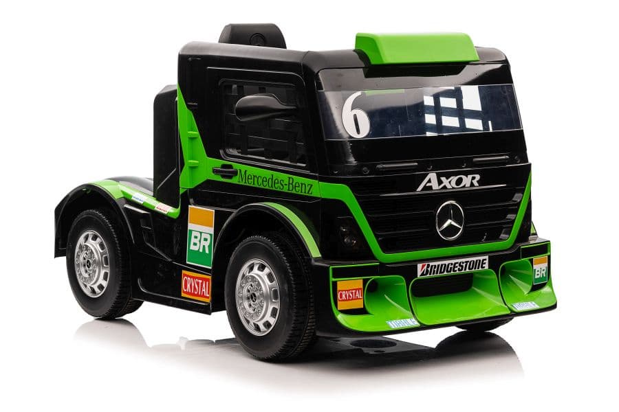 Tovornjak na akumulator LEAN CARS Mercedes XMX622 s LED lučmi, zelen