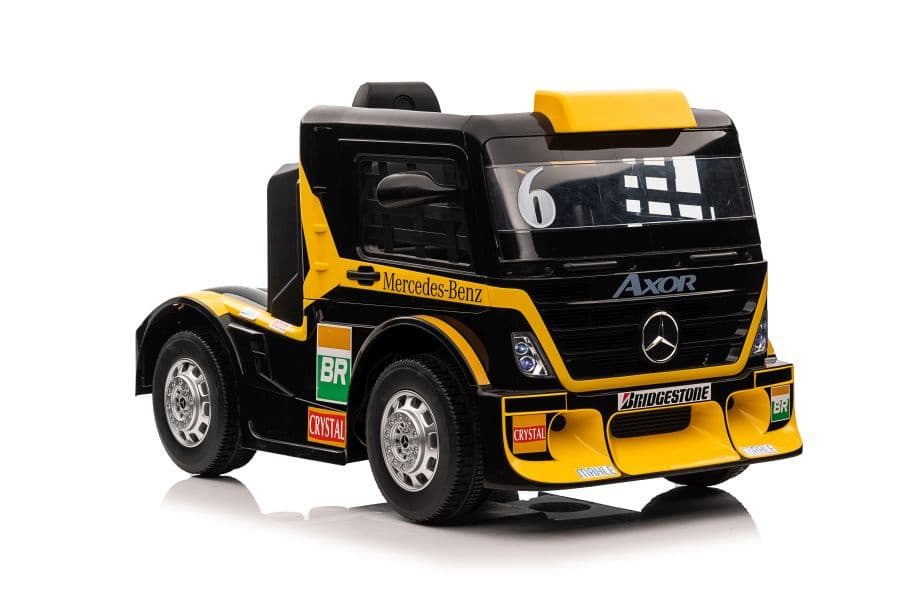 Tovornjak na akumulator LEAN CARS Mercedes XMX622 s LED lučmi, rumen