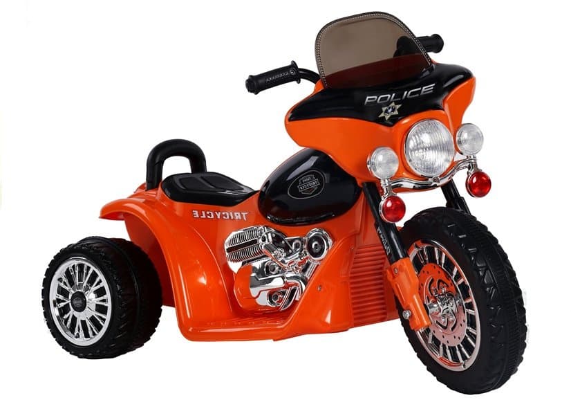 Akumulatorski tricikel motor JT568 "Policija" za otroke, oranžen