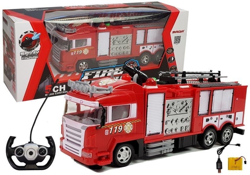 LEAN TOYS Gasilsko Vozilo na Daljinsko Upravljanje z Lestvijo, R/C