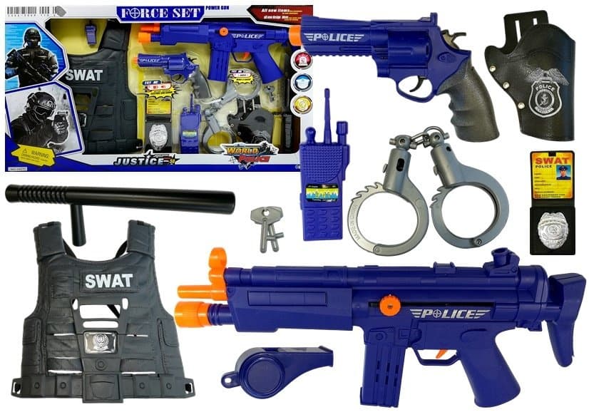 LEAN TOYS Policijski Set: Puška, Pištola, Dodatki