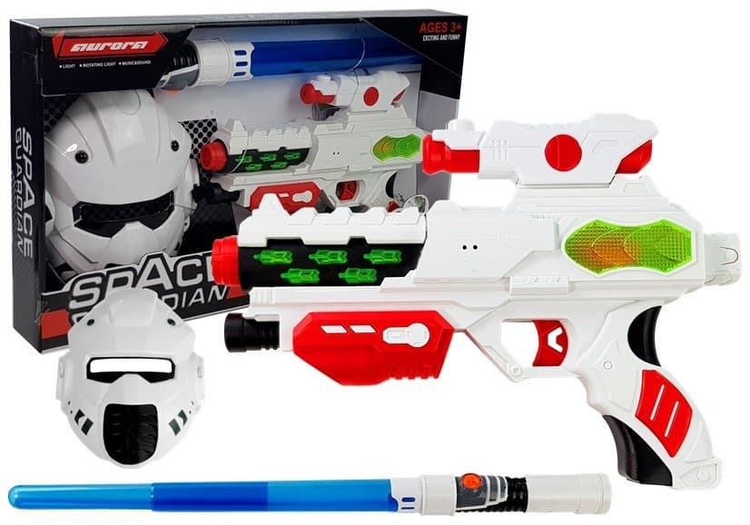 LEAN TOYS vesoljski laserski pištola z masko in svetlečim mečem