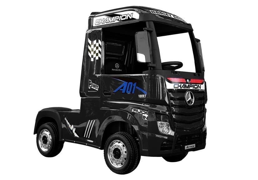 Nalagani avto LEAN CARS Mercedes Actros, črn, lakiran, s pilotom in LED