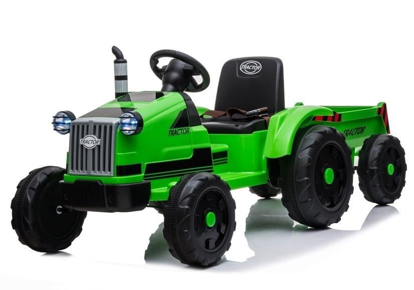 Traktor na Akumulator za Otroke LEAN CARS CH9959 Zelen s Priklopnikom 3