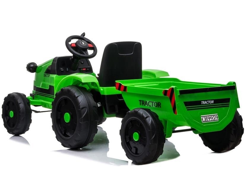 Traktor na Akumulator za Otroke LEAN CARS CH9959 Zelen s Priklopnikom 4