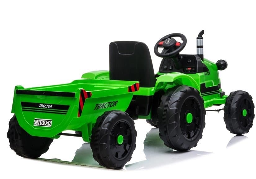 Traktor na Akumulator za Otroke LEAN CARS CH9959 Zelen s Priklopnikom 6