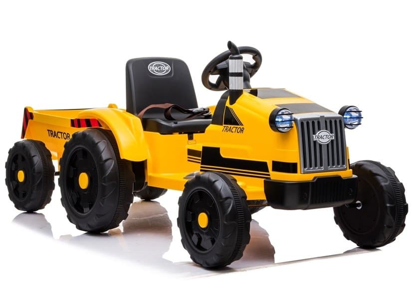 Traktor na Akumulator za Otroke LEAN CARS CH9959 Rumeni s Priklopnikom