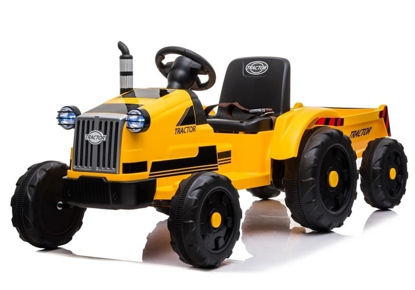 Traktor na Akumulator za Otroke LEAN CARS CH9959 Rumeni s Priklopnikom 3