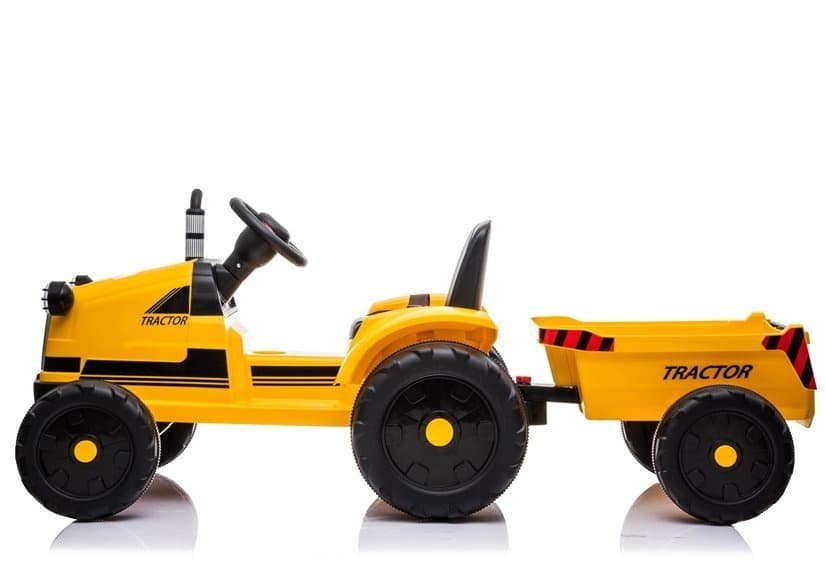 Traktor na Akumulator za Otroke LEAN CARS CH9959 Rumeni s Priklopnikom 4