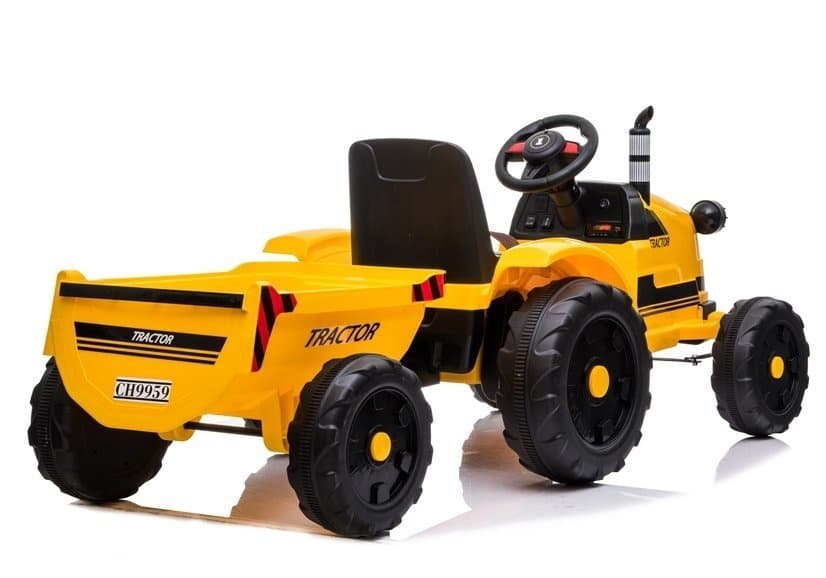 Traktor na Akumulator za Otroke LEAN CARS CH9959 Rumeni s Priklopnikom 6