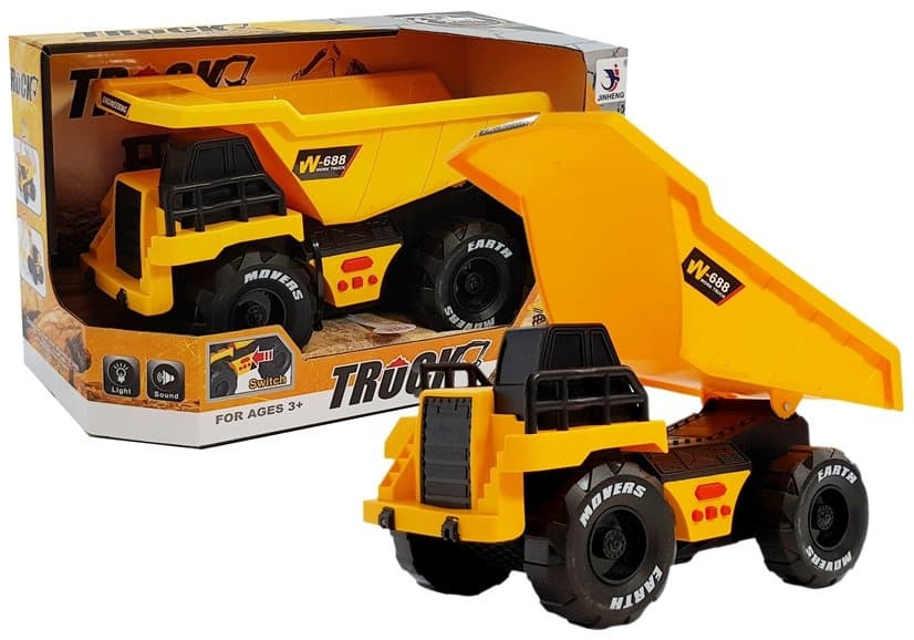 Ddumpr Tovornjak LEAN TOYS Rumeni s Zvoki, Lučmi in Napihljivim Pogonom