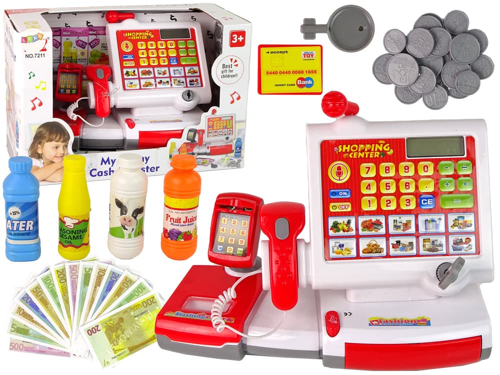 LEAN TOYS Dotyková pokladna s príslušenstvom, čítačkou a zvukmi