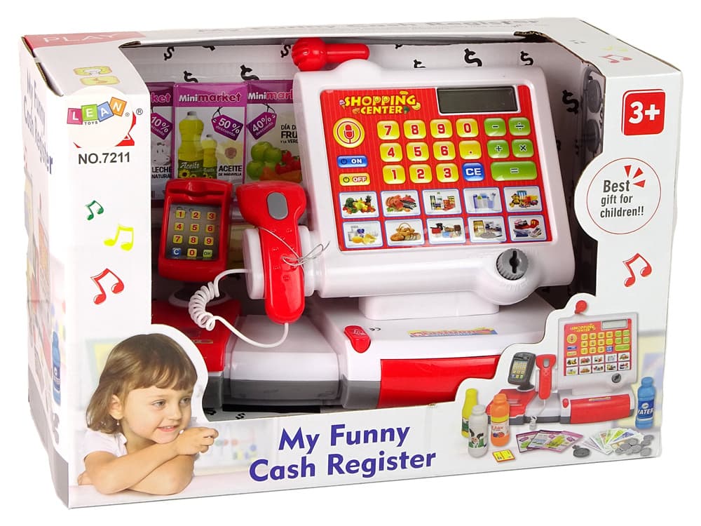 LEAN TOYS Dotyková pokladna s príslušenstvom, čítačkou a zvukmi 6