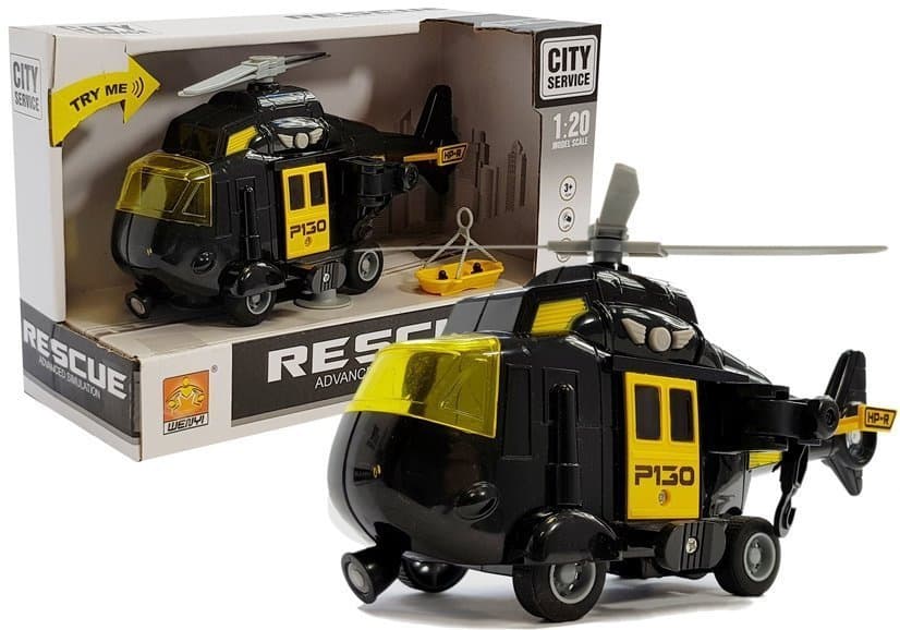 LEAN TOYS Reševalni helikopter na baterije, 1:20, z zvokom in lučmi