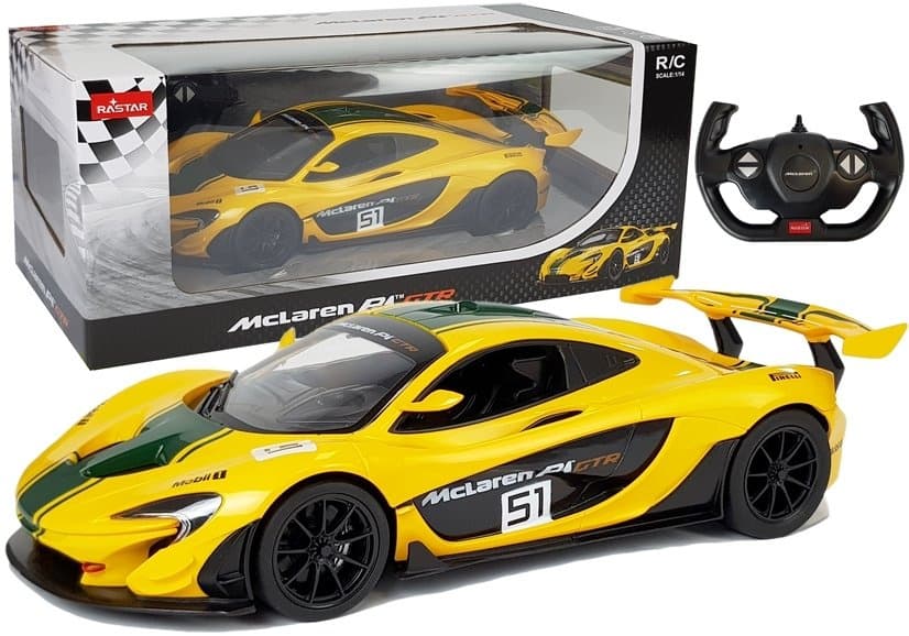Rastar RC McLaren P1 GTR, rumeno, 1:14 - dirkalni avto na daljinsko upravljanje